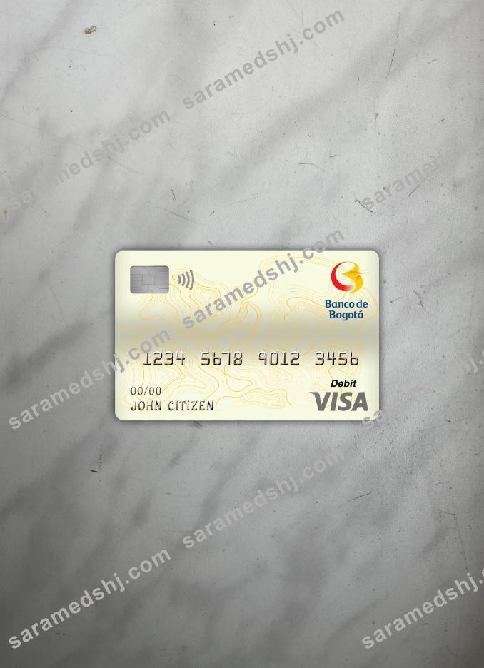 Colombia Banco de bogotá bank visa debit card photolook front